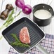 Vogue aluminium vierkante anti-aanbak teflon geribbelde grillpan 24cm