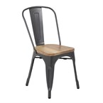 Bolero Bistro stalen stoelen met houten zitting grijs (4 stuks)
