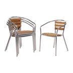 Bolero aluminium en essenhouten stoelen met armleuning (4 stuks)