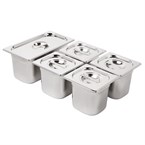 Vogue RVS Gastronorm Bakken Set 1/3 en 4 x 1/6 Met Deksels