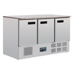 Polar G-serie 3-deurs koelwerkbank met marmeren werkblad 368Ltr
