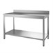 Gastro M RVS werktafel met onderblad en achteropstand 85x150x70cm
