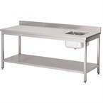 Gastro M RVS werktafel met spoelbak rechts en achteropstand 85x140x70cm