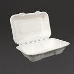 Vegware composteerbare bagasse voedseldozen met scharnierdeksel 22,8cm (200 stuks)