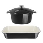 Vogue 2-delige gietijzeren braadpan en ovenschaal set