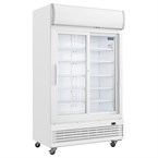 Polar G-serie tweedeurs displaykoeling met lichtbak 950L schuifdeuren