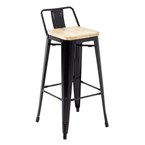Bolero Bistro hoge barstoel met houten zitting zwart (4 stuks)