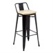 Bolero Bistro hoge barstoel met houten zitting zwart (4 stuks)