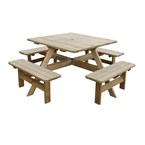Rowlinson vierkante houten picknicktafel 198cm