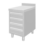 Vogue St/St Werkstation Met 4 Laden En Opstaande Rand Van 100 mm -900(H)X500(B)X700(D)Mm