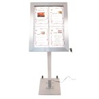 Securit RVS Gekleurd LED 4XA4 display met paal en voet