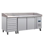 Polar U-Serie Dubbele Deur Pizzacounter met Granieten Blad en Deegladen 290Ltr
