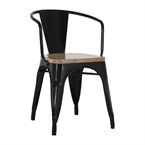 Bolero Bistro Curve Armstoelen met Houten Zitting Zwart (4 stuks)
