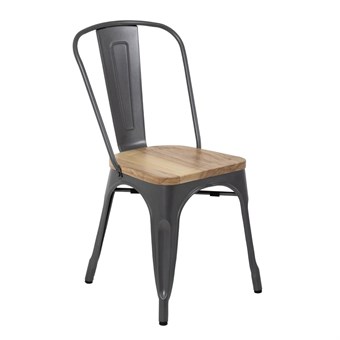 Bolero Bistro stalen stoelen met houten zitting grijs (4 stuks)