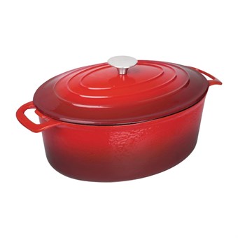 Vogue ovale inductie braadpan rood 6Ltr