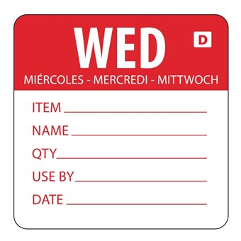 Hygiplas oplosbare kleurcode voedseletiketten woensdag (250 stuks)