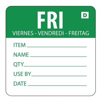 Hygiplas oplosbare kleurcode voedseletiketten vrijdag (250 stuks)