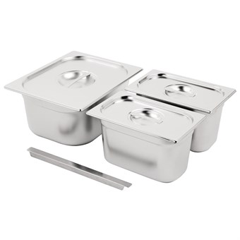 Vogue RVS Gastronorm Bakken Set 1/2 en 2x 1/4 Met Deksels