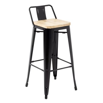 Bolero Bistro hoge barstoel met houten zitting zwart (4 stuks)