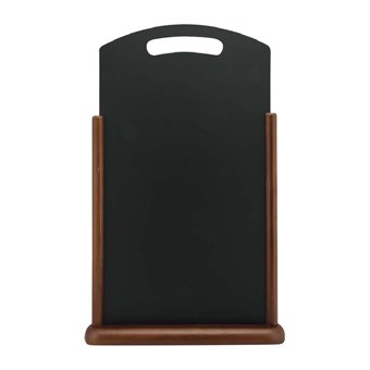 Securit Handvat extra groot houten tafelkrijtbord met donkerbruin gelakte afwerking