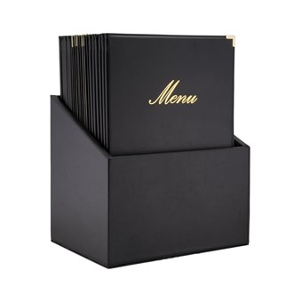 Securit Classic lederstijl 20 sets 4x A4 menukaarten in 1 doos (1 dubbele inleg inbegrepen)