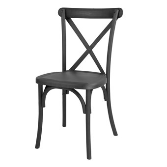 Bolero Manhattan Cross-Back Kunststof Stoelen Zwart (4 stuks)