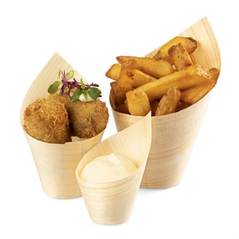 Sier Disposables Beker hout "schuin" 5cl. (FSC®) ø32 x h75/35mm (50 stuks)