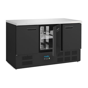 Polar G-Series 3-deurs koelwerkbank zwart 400Ltr
