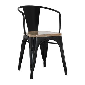 Bolero Bistro Curve Armstoelen met Houten Zitting Zwart (4 stuks)
